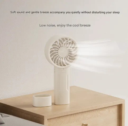 White Mini Portable USB Rechargeable Fan - Quiet Cooling for Desk or Travel - Image 2