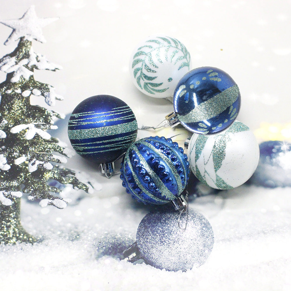 Blue 30-Piece 6cm Electroplated Christmas Baubles - Hand-Painted Tree Ornaments - Image 2