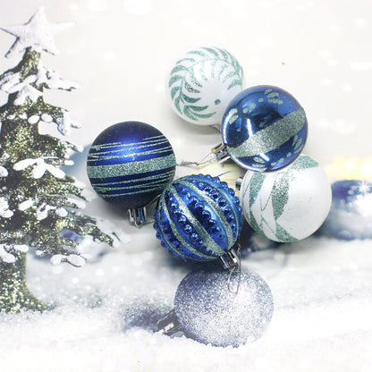 Blue 30-Piece 6cm Electroplated Christmas Baubles - Hand-Painted Tree Ornaments - Image 2