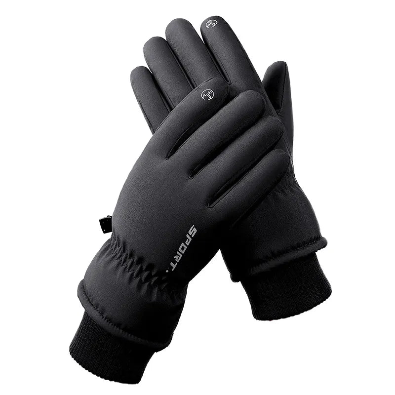 Men's Black Top-Rated Waterproof Touchscreen Ski Gloves - Fleece-Lined for Men & Women