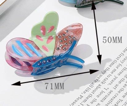 Light-blue Stylish 3-Piece Butterfly Acetate Hair Clip Set - Image 2