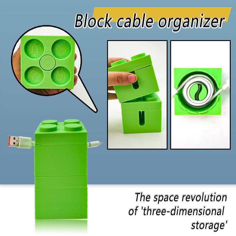 Playful Building Block Desk Cable Holder - Creative Cord Organizer Tidy, 2-Pack - Image 3