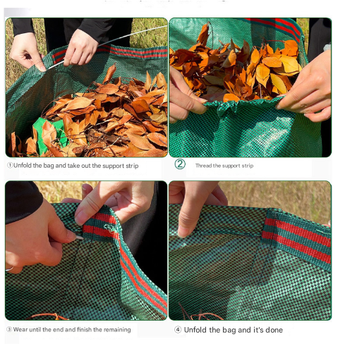 2PCS 200L(56cm*80cm) Heavy-Duty Foldable Garden Leaf Bag - Large-Capacity Horizontal Dustpan - Image 2