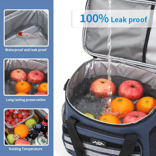 Black Versatile Large-Capacity Picnic Insulated Bag - Detachable Shoulder Strap & Ice Pack - Image 2