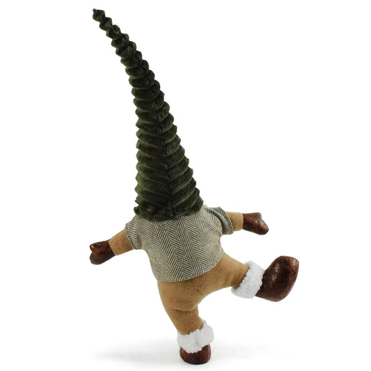 Green Hat One-Legged Standing Christmas Gnome - Santa & Rudolph Plush Faceless Dwarf Figurine - Image 2