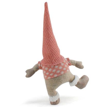 Pink Hat One-Legged Standing Christmas Gnome - Santa & Rudolph Plush Faceless Dwarf Figurine - Image 2