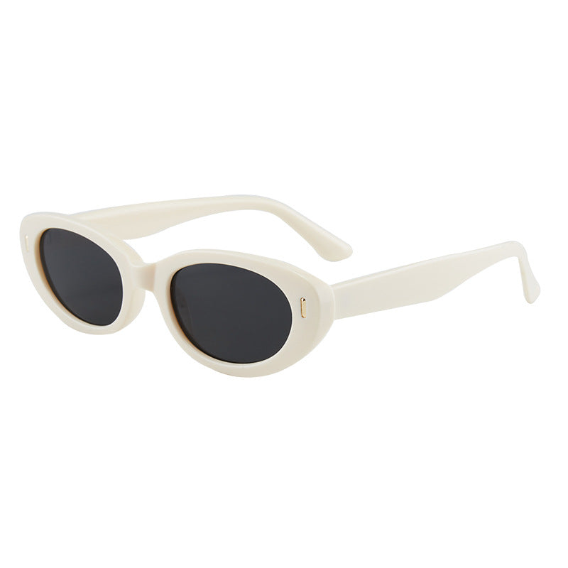 2PCS Light Yellow Grey Retro Oval Cat-Eye Sunglasses - Chic Influencer-Style Shades