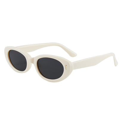 2PCS Light Yellow Grey Retro Oval Cat-Eye Sunglasses - Chic Influencer-Style Shades