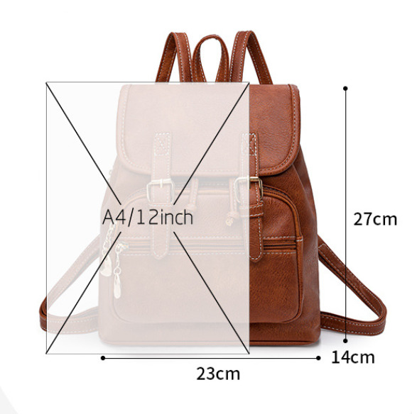 Black Stylish PU Leather Backpack for Women - Compact Travel Companion - Image 2