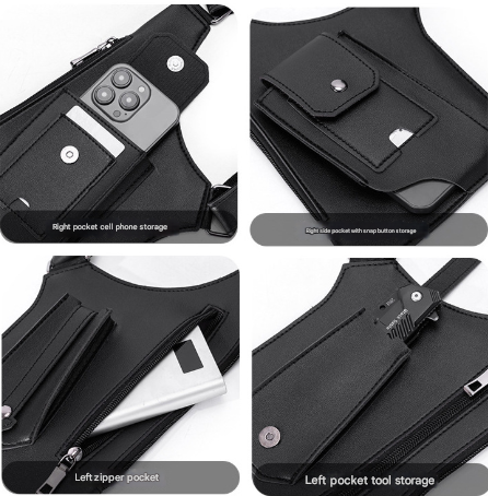 Brown Tactical Underarm Shoulder Holster Bag - Anti-Theft Double Pouch Vest Pack for Men - Image 2