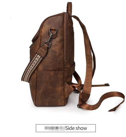Black Stylish Anti-Theft Backpack for Women - Vintage PU Leather Convertible Rucksack & Shoulder Bag - Image 3