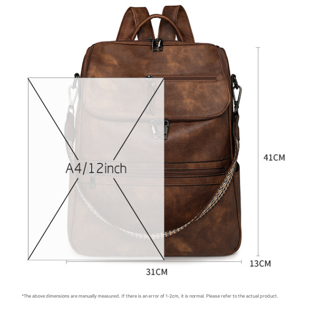 Yellow Stylish Anti-Theft Backpack for Women - Vintage PU Leather Convertible Rucksack & Shoulder Bag - Image 2