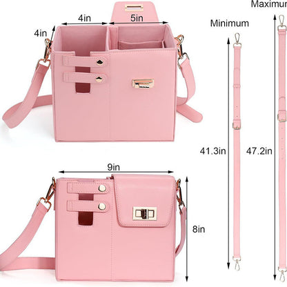 Pink Portable Insulated Water Bottle Carrier Bag with Adjustable Shoulder Strap - Crossbody Drink Holder for Outdoor Activities - Image 2