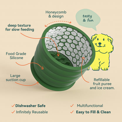 Green Large Anti-Choke Slow Feeder Dog Bowl - Non-Slip, Spill-Resistant Pet Feeding Dish - Image 3