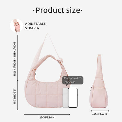 light-root Colour Trendy Nylon Puffer Shoulder Bag for Women - Lightweight Large Capacity Underarm Tote - Image 4