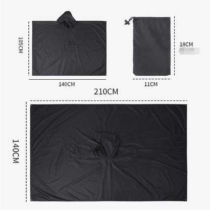 Blue 3-in-1 Waterproof Rain Poncho - Lightweight Hooded Raincoat, Ground Tarp & Emergency Shelter for Hiking, Camping, and Outdoor Survival - Image 5