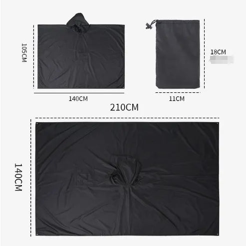 Grey 3-in-1 Waterproof Rain Poncho - Lightweight Hooded Raincoat, Ground Tarp & Emergency Shelter for Hiking, Camping, and Outdoor Survival - Image 5
