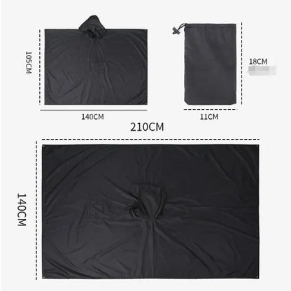 Grey 3-in-1 Waterproof Rain Poncho - Lightweight Hooded Raincoat, Ground Tarp & Emergency Shelter for Hiking, Camping, and Outdoor Survival - Image 5