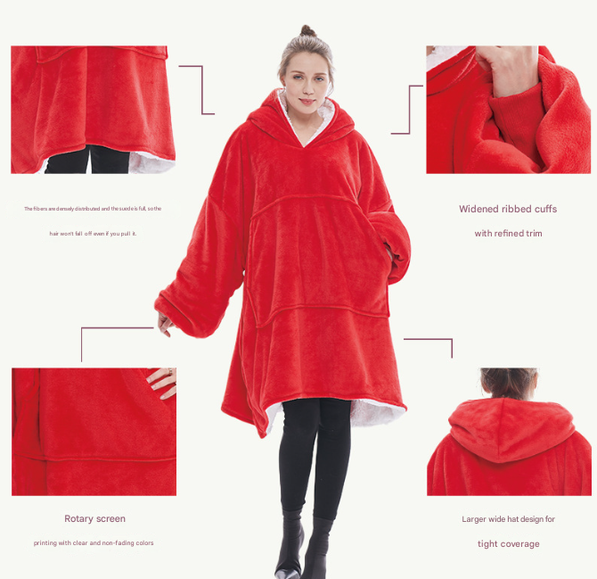 Khaki Oversized Wearable Blanket Hoodie - Ultra Soft & Cozy Snuggle Pullover for Adults - Image 2