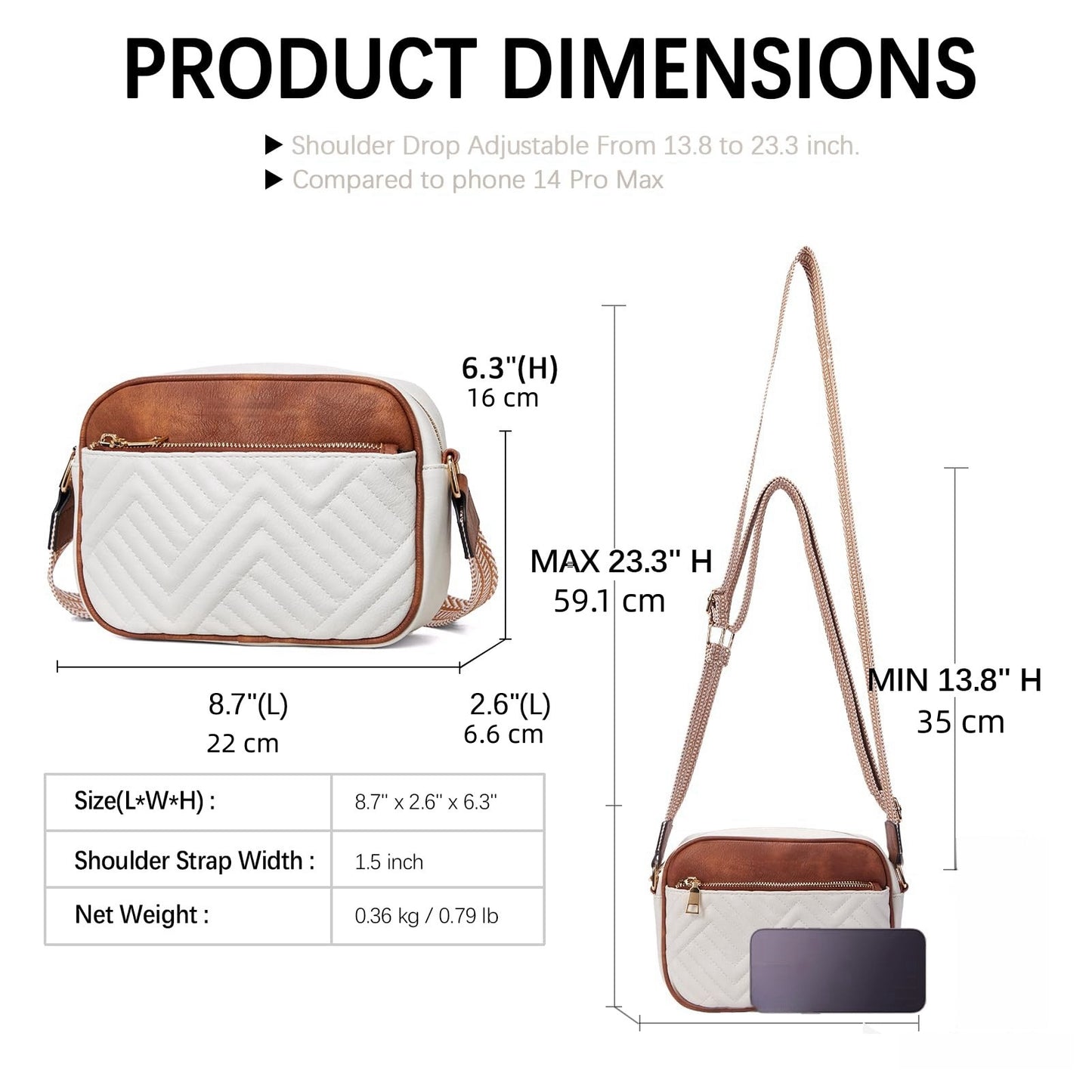 Tessellated Black Chic Quilted Crossbody Bag - Vintage PU Leather Shoulder Purse with Adjustable Strap - Image 5