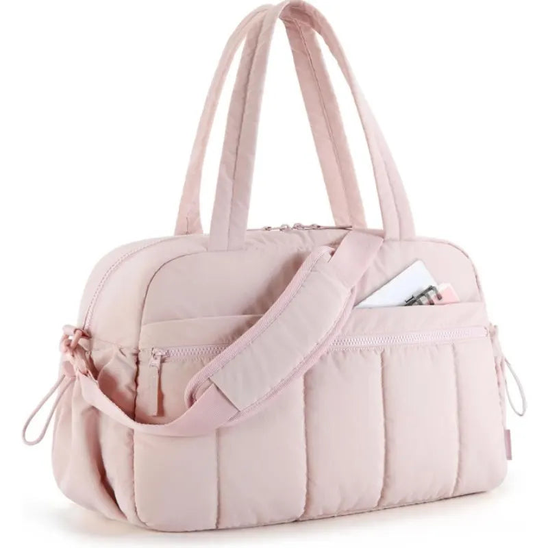Pink Spacious Travel Duffel Bag - Large Capacity Sports & Fitness Tote with Toiletry Bag, Compartments & Single Shoulder Strap