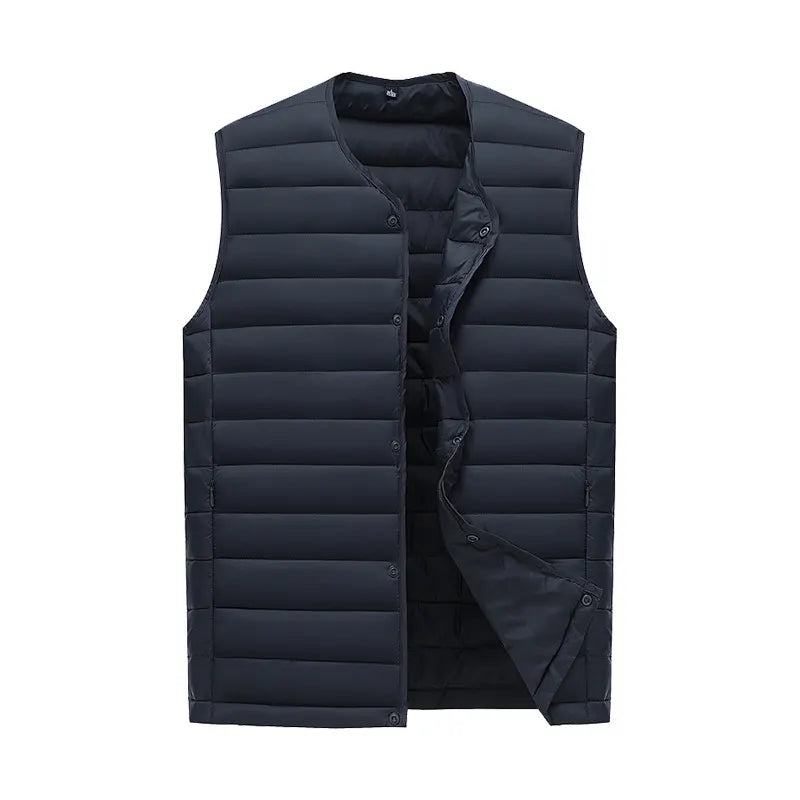 XXL Navy Blue Men's Lightweight Quilted Puffer Vest - Ideal Sleeveless Jacket for Winter Layering