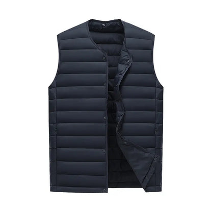 XXXL Navy Blue Men's Lightweight Quilted Puffer Vest - Ideal Sleeveless Jacket for Winter Layering