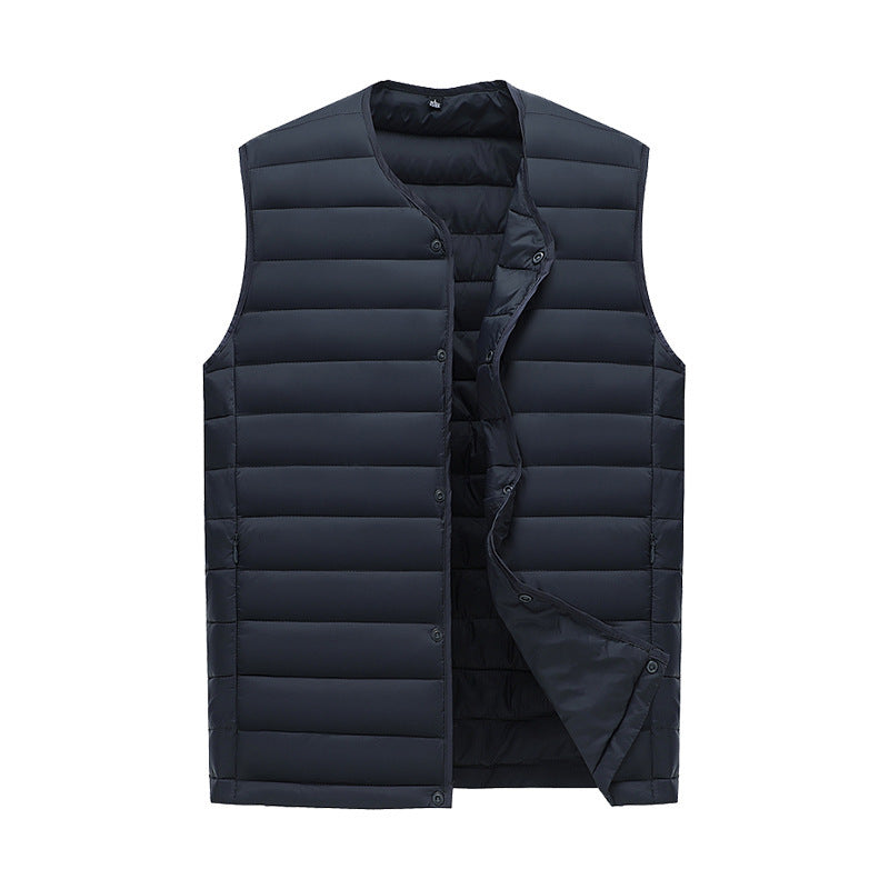 XXXXL Navy Blue Men's Lightweight Quilted Puffer Vest - Ideal Sleeveless Jacket for Winter Layering