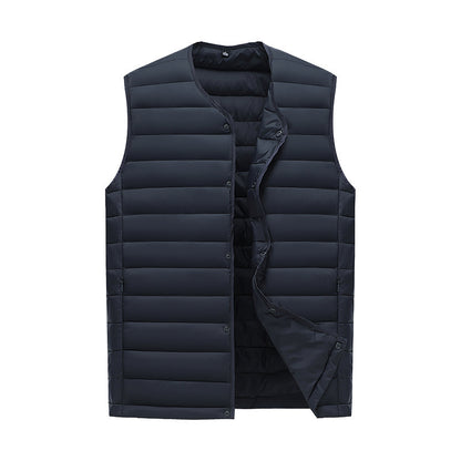 XXXXL Navy Blue Men's Lightweight Quilted Puffer Vest - Ideal Sleeveless Jacket for Winter Layering