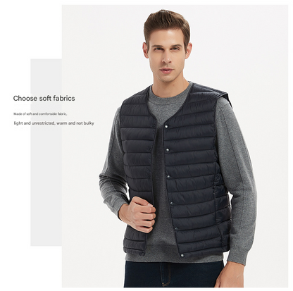 XXXXL Wine Red Men's Lightweight Quilted Puffer Vest - Ideal Sleeveless Jacket for Winter Layering - Image 4