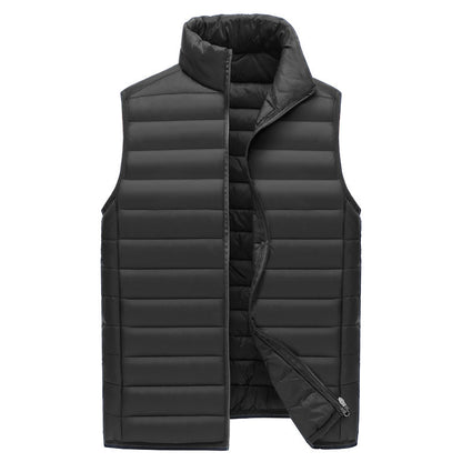 L Black Men's Lightweight Puffer Vest - Stand Collar Quilted Sleeveless Jacket for Winter