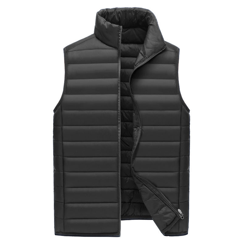 XXXXL Black Men's Lightweight Puffer Vest - Stand Collar Quilted Sleeveless Jacket for Winter