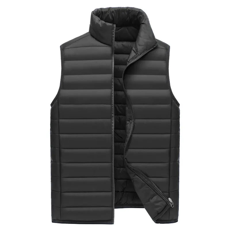 XXXXL Black Men's Lightweight Puffer Vest - Stand Collar Quilted Sleeveless Jacket for Winter