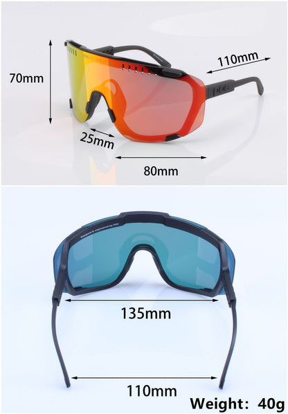 Black Frame Red Tablet Oversized Shield Cycling Sunglasses - Wide Vision UV400 Sports Eyewear for Road & MTB - Image 2