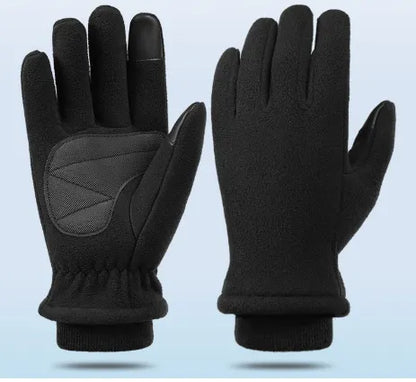 S Black Winter Fleece Touchscreen Gloves - Warm & Water-Repellent for Cycling & Outdoor Sports