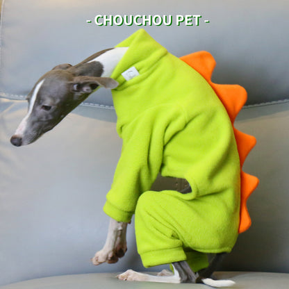 XXXL Adorable Dinosaur Fleece Dog Jumpsuit - Warm Winter Pajamas for Whippets & Italian Greyhounds - Image 2