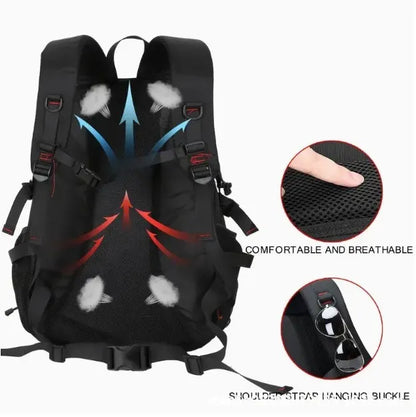 Orange 40L Large Capacity Travel Backpack - Water-Resistant Hiking Rucksack with USB Charging Port - Image 3