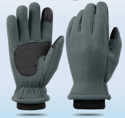 L Navy Blue Winter Fleece Touchscreen Gloves - Warm & Water-Repellent for Cycling & Outdoor Sports