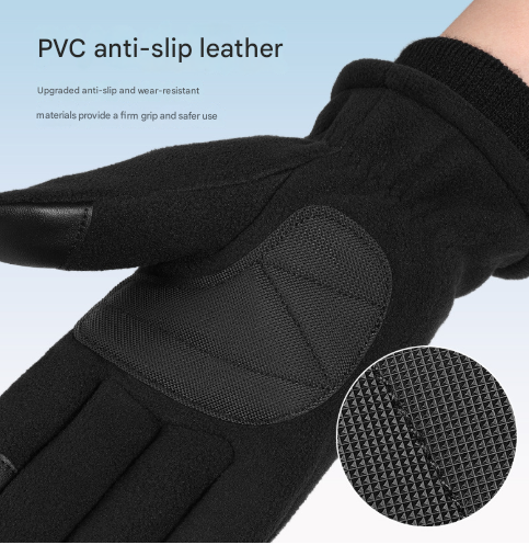 L Navy Blue Winter Fleece Touchscreen Gloves - Warm & Water-Repellent for Cycling & Outdoor Sports - Image 2