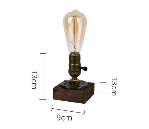 Rustic Industrial Table Lamp Vintage Wooden Base Accent Light - Image 6