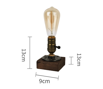 Rustic Industrial Table Lamp Vintage Wooden Base Accent Light - Image 6