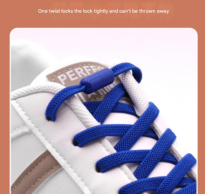 Orange No-Tie Elastic Shoelaces with Quick Lock System - Flat Tieless Laces for Kids and Adults - Image 3
