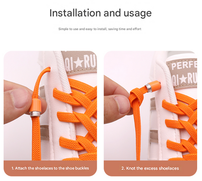 Orange No-Tie Elastic Shoelaces with Quick Lock System - Flat Tieless Laces for Kids and Adults - Image 4