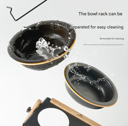 Adjustable Raised Pet Feeder - Modern Wood & Metal Stand with Dual Bowls for Cats & Dogs - Image 2