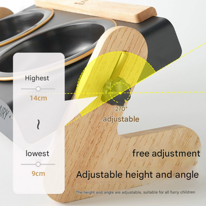 Adjustable Raised Pet Feeder - Modern Wood & Metal Stand with Dual Bowls for Cats & Dogs - Image 3