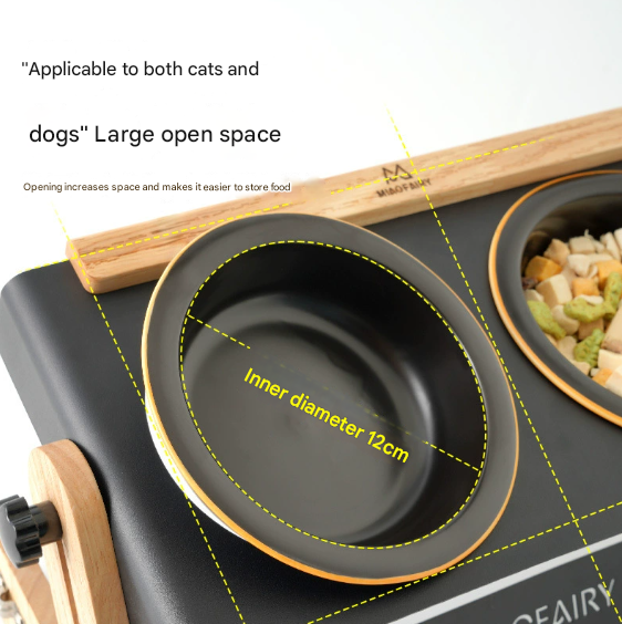 Adjustable Raised Pet Feeder - Modern Wood & Metal Stand with Dual Bowls for Cats & Dogs - Image 4