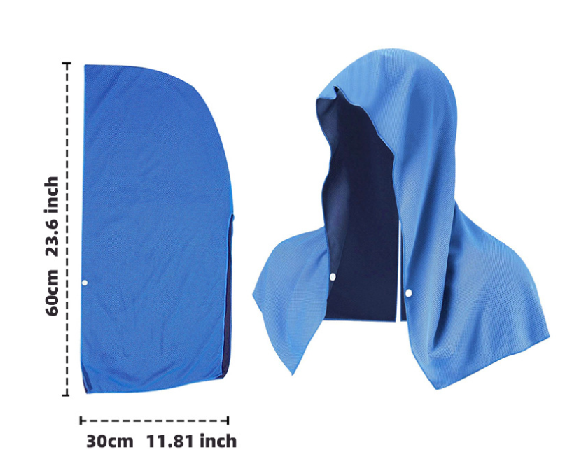Dark Blue 5-Pack Instant Cooling Towel Set - UPF Sun Protection Hooded Ice Towels for Sports & Outdoor Activities - Image 3
