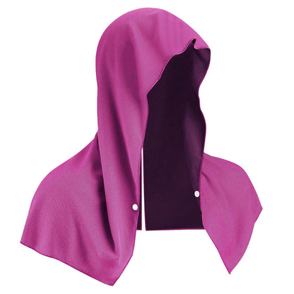 Rose Red 5-Pack Instant Cooling Towel Set - UPF Sun Protection Hooded Ice Towels for Sports & Outdoor Activities