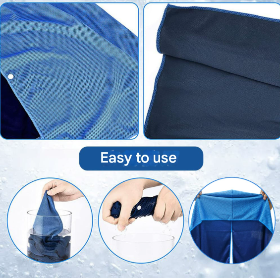 Rose Red 5-Pack Instant Cooling Towel Set - UPF Sun Protection Hooded Ice Towels for Sports & Outdoor Activities - Image 2