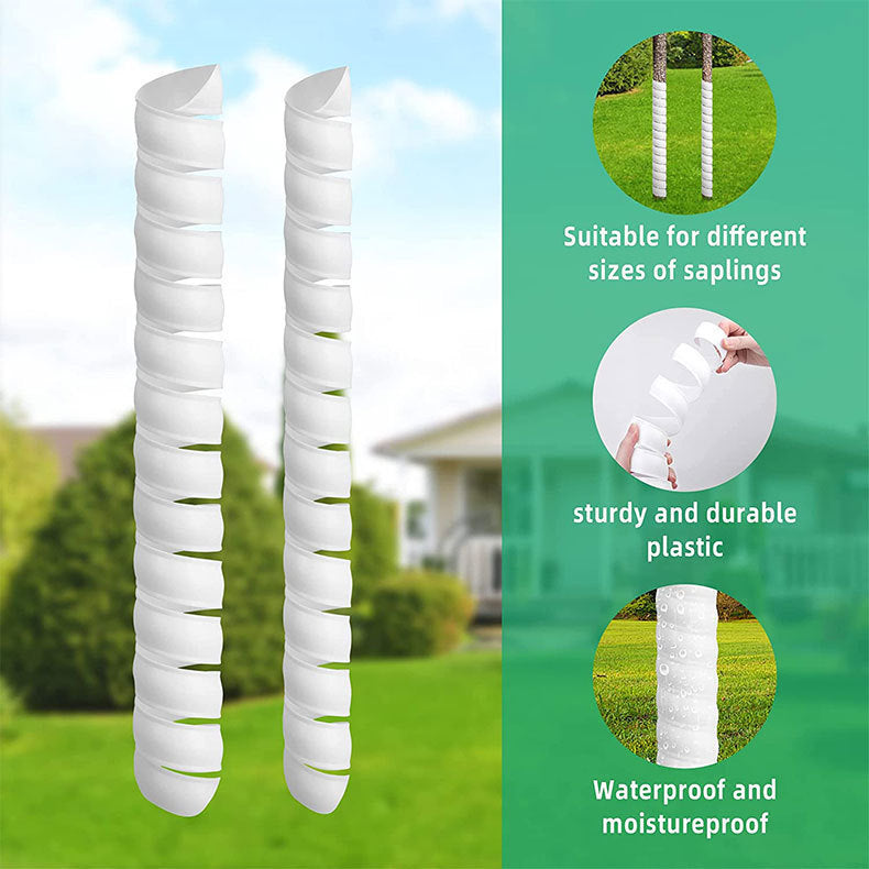 White 4-Pack Spiral Tree Trunk Protector Guard - Flexible Sapling Bark Shield - Image 4
